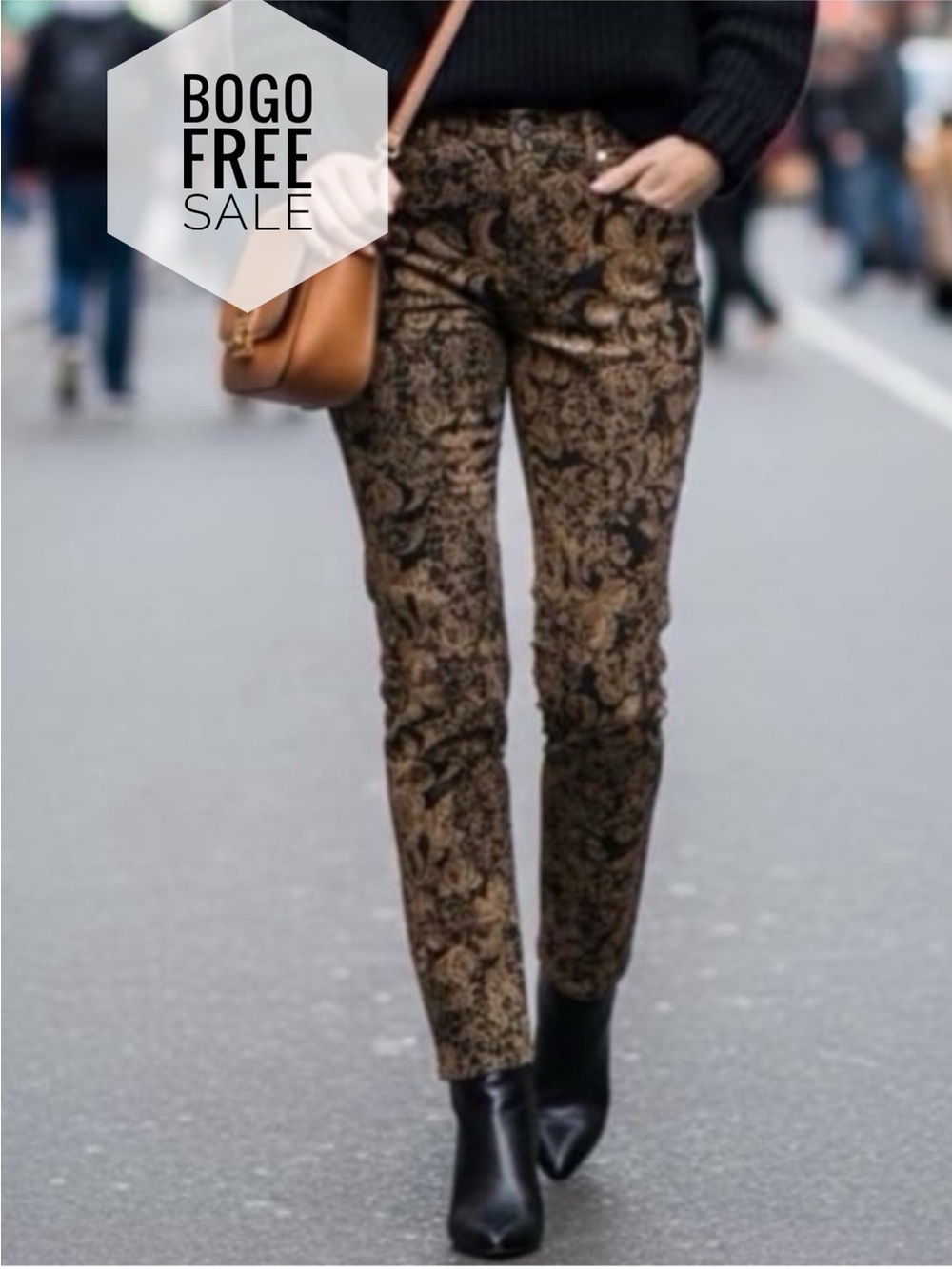 Real Clothes Jacquard Print Straight Leg Pants